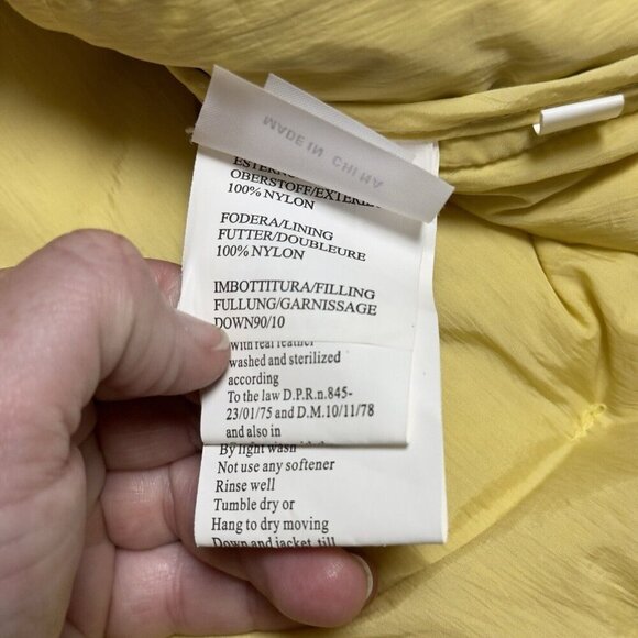 Vintage 70s‎ Down Puffer Jacket Pale Butter Yellow Real Feathers Norma Dilegge - Picture 13 of 16